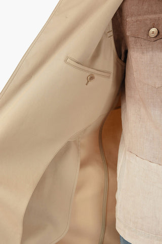 Cotton-gabardine Sleeve-less Trench with Ribbed Collar