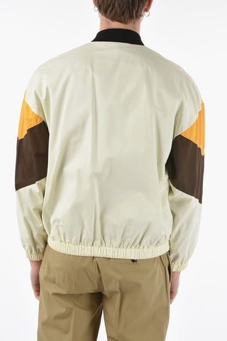 Front Zipped Color Block Cotton Bomber Jacket