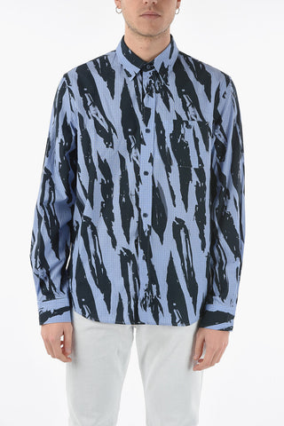 Abstract-printed Cotton-poplin Shirt with Breast Pocket