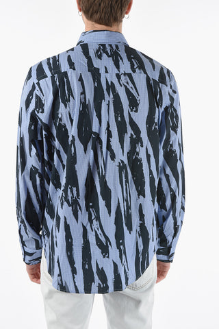 Abstract-printed Cotton-poplin Shirt with Breast Pocket