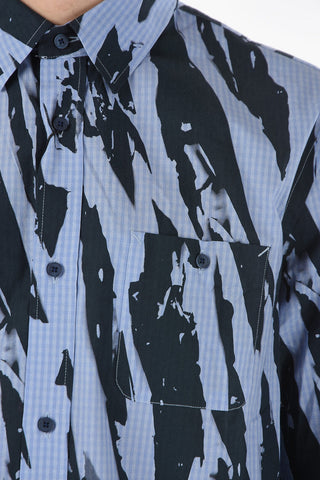 Abstract-printed Cotton-poplin Shirt with Breast Pocket