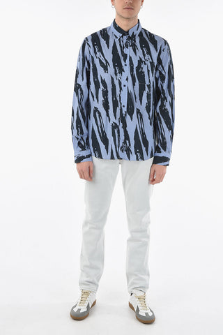 Abstract-printed Cotton-poplin Shirt with Breast Pocket