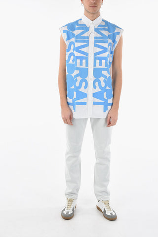 UNIVERSAL PASSPORT Sleeveless Shirt with Button-down Collar