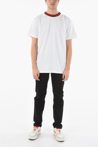 Crew Neck CROSS COLLAR Cotton T-Shirt