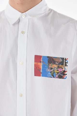 Camicia in Popeline di Cotone con Dettaglio Stampa