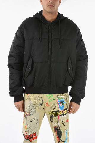 Nylon CROSS TAPE Bomber Jacket with Hood