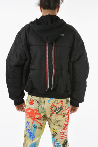 Nylon CROSS TAPE Bomber Jacket with Hood