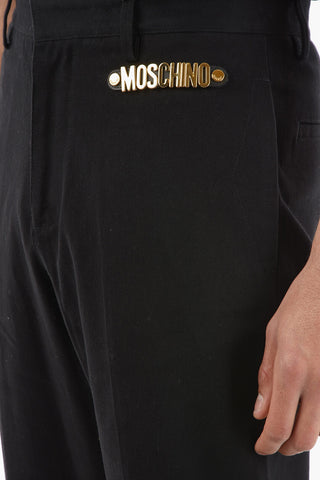 COUTURE! 5 Pockets Stretch Cotton Pants with Metallic Logo 