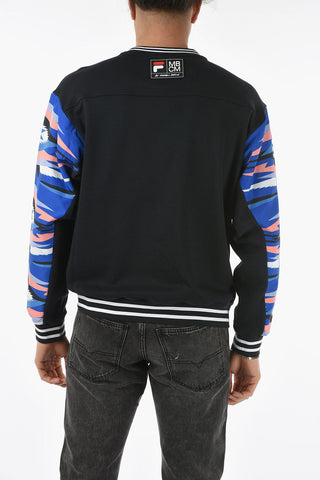 FUSION Felpa Girocollo con Parte Frontale in Nylon
