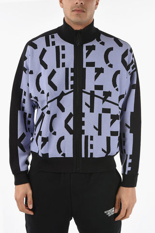Abstract Monogram-jacquard Zip-up Sweater