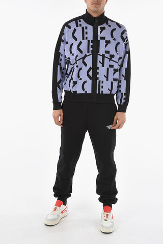 Abstract Monogram-jacquard Zip-up Sweater