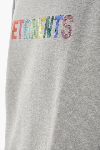Crew Neck UNISEX Crystal Logo Cotton Sweatshirt