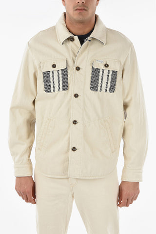ARCHIVE -021 Cotton Overshirt with Embroidered Knit Details