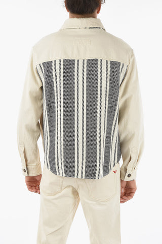 ARCHIVE -021 Cotton Overshirt with Embroidered Knit Details