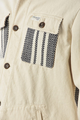 ARCHIVE -021 Cotton Overshirt with Embroidered Knit Details