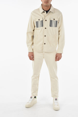 ARCHIVE -021 Cotton Overshirt with Embroidered Knit Details