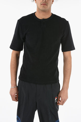 Cotton Blend TERRY T-Shirt with Button