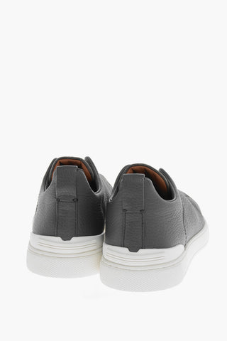 Elastic Lace-up TRIPLE STITCH Leather and Suede Sneakers