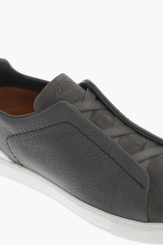 Elastic Lace-up TRIPLE STITCH Leather and Suede Sneakers