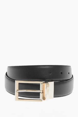 Golden Buckle Reversible Leather Belt