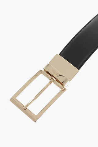 Golden Buckle Reversible Leather Belt