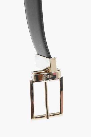 Golden Buckle Reversible Leather Belt