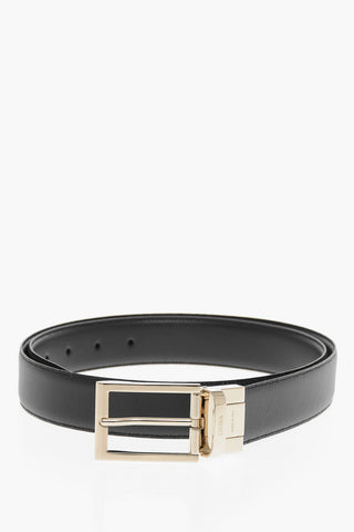 Golden Buckle Reversible Leather Belt