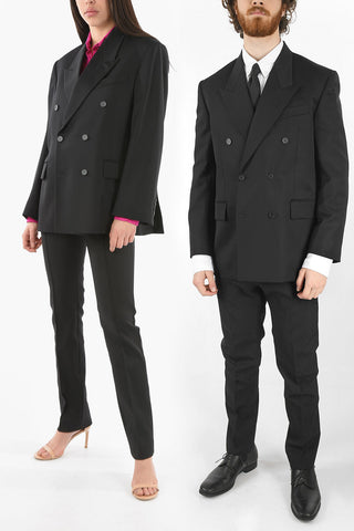 Wool Double-breasted UNISEX Blazer with Peak Lapel