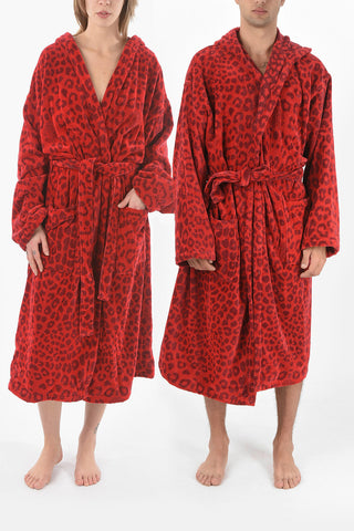 HOME animal patterned sponge bathrobe with hood