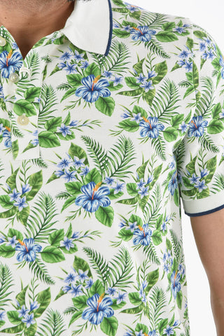 Floral Patterned Piquè Cotton SMITH Polo Shirt