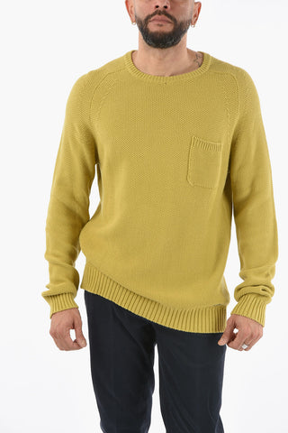 Cotton Crew-neck Sweater with Breast Pocket