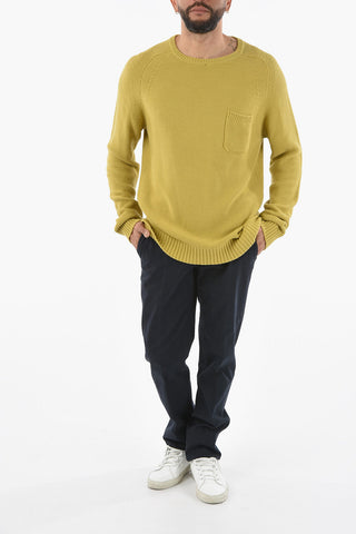 Cotton Crew-neck Sweater with Breast Pocket