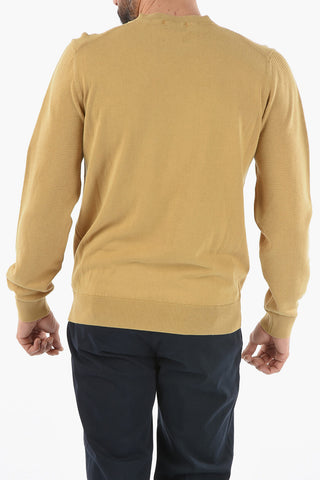 Cotton V-Neck Sweater with Ribbed Cuff