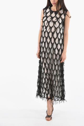 MM1 Distressed Sleeveless Long Silk Dress