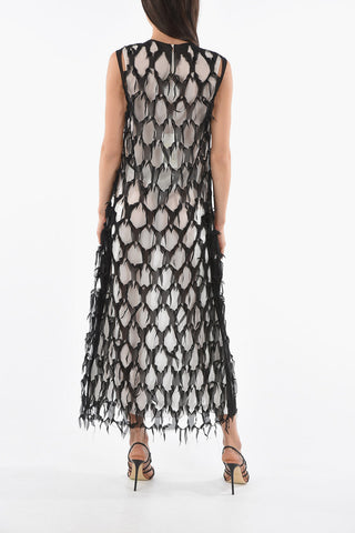 MM1 Distressed Sleeveless Long Silk Dress
