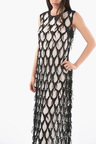 MM1 Distressed Sleeveless Long Silk Dress