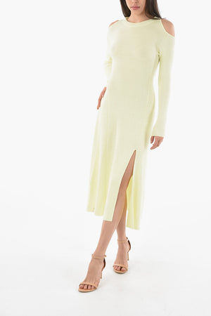 Maxi Dress STITCH Cold Shoulder a Costine in Lana Vergine