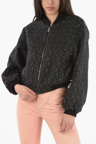 Jacquard-patterned Bomber with Baseball Collar