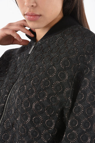 Jacquard-patterned Bomber with Baseball Collar