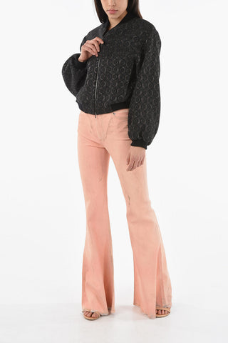 Jacquard-patterned Bomber with Baseball Collar