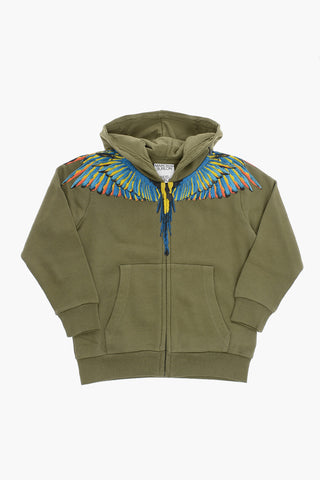 Felpa in Cotone BIRDS WINGS con Cappuccio e Zip