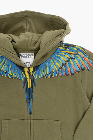 Felpa in Cotone BIRDS WINGS con Cappuccio e Zip