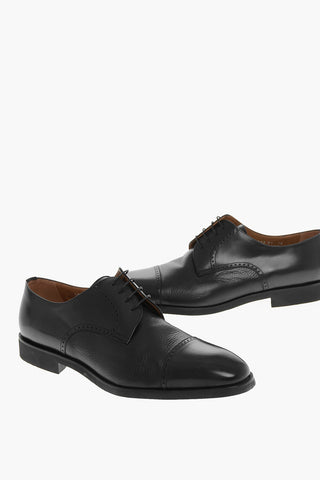 Textured Leather Brogue Derby Shoes