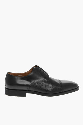 Textured Leather Brogue Derby Shoes