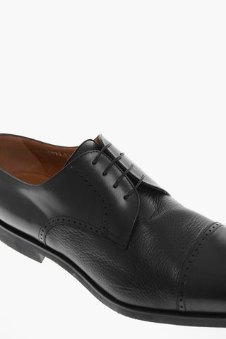 Textured Leather Brogue Derby Shoes