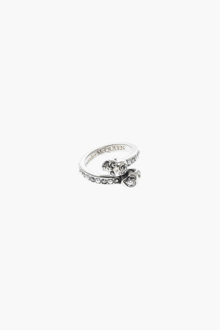 Crystal SKULLS Brass Ring
