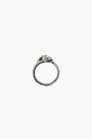 Crystal SKULLS Brass Ring