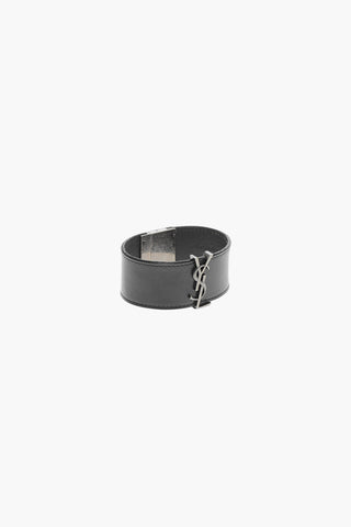 Metal Logo Leather Bracelet