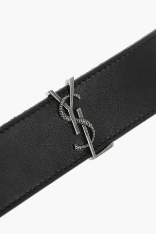 Metal Logo Leather Bracelet