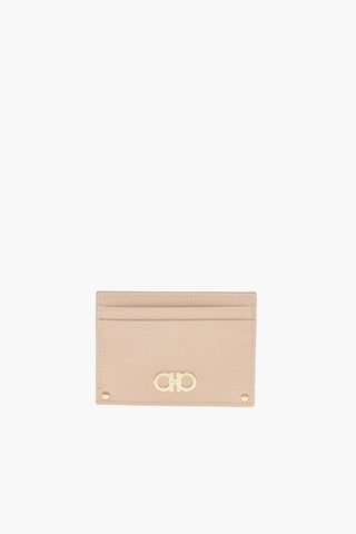 Grained-leather Card Holder with Logo
